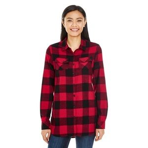 Burnside Vintage Plaid Boyfriend Flannel Shirt Red Black Large Huskers Nebraska